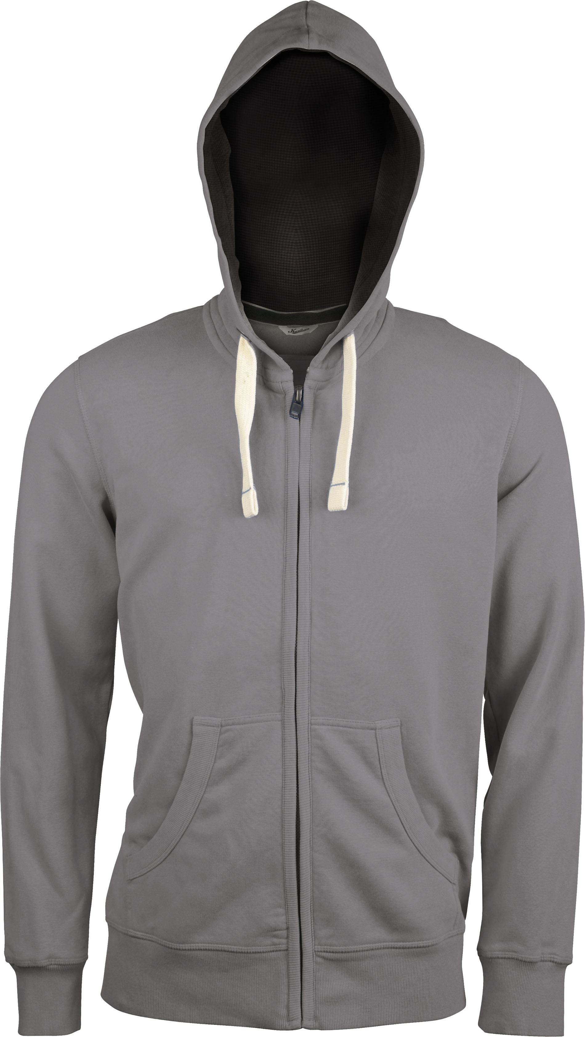 KV2300_VINTAGGREY Sudadera con Capucha y Cremallera Vintage Personalizada