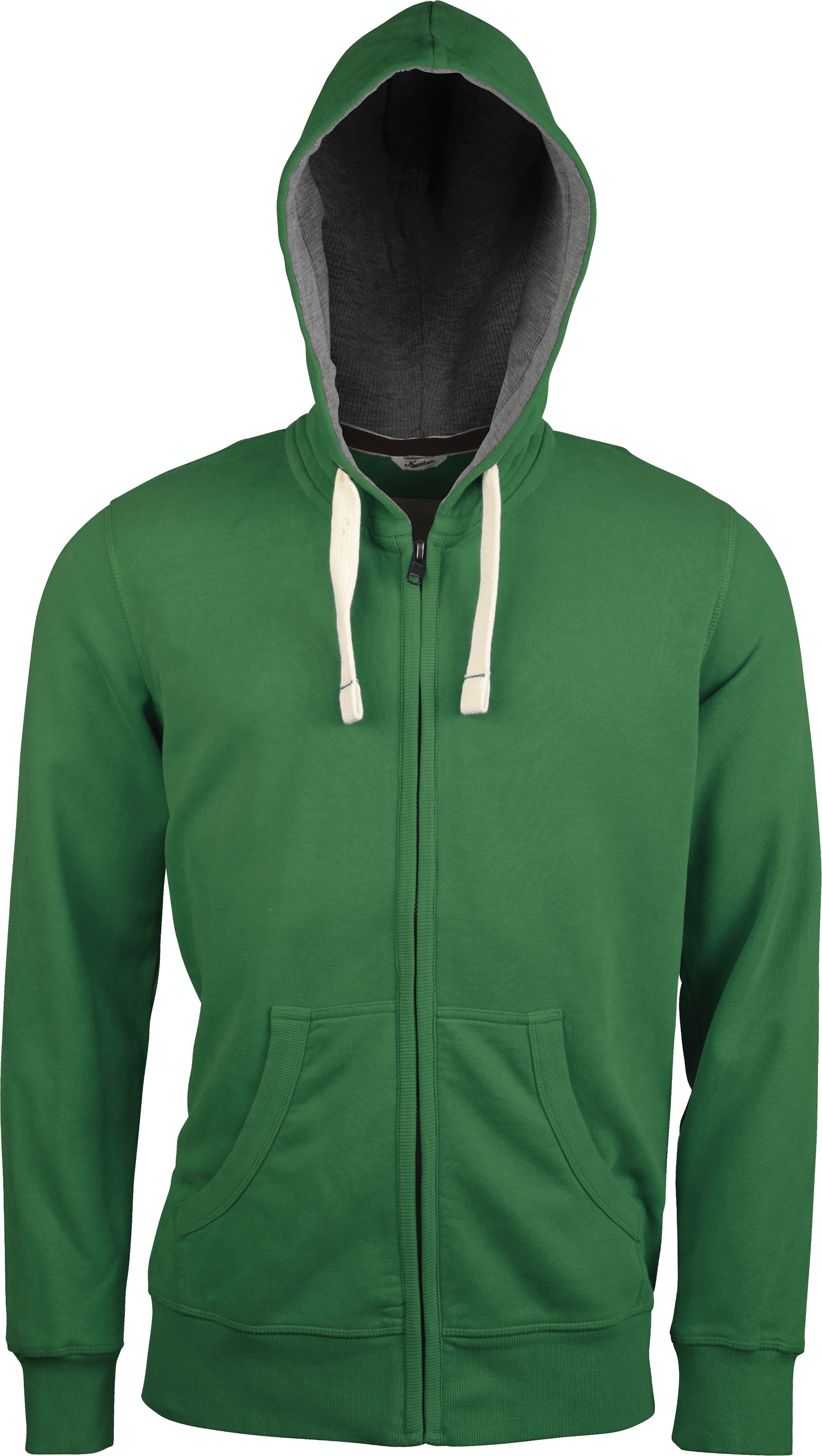 KV2300_VINTGREEN Sudadera con Capucha y Cremallera Vintage Personalizada